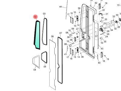 стекло двери переднее верхнее HITACHI ZAXIS ZX 30U-2, ZX 40U-2, ZX 50U-2  иллюстрация из каталога