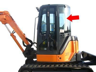 стекло заднее левое HITACHI ZAXIS ZX 30U-2, ZX 40U-2, ZX 50U-2 на технике стекло заднее левое HITACHI ZAXIS ZX 30U-2, ZX 40U-2, ZX 50U-2 на технике