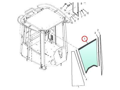 Лобовое стекло, центральное JOHN DEERE 724K, 744K, 824K, 844K  иллюстрация из каталога