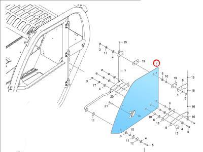 Стекло двери, верхнее BOBCAT T40140, T40180 телескоп. погрузчик  иллюстрация из каталога