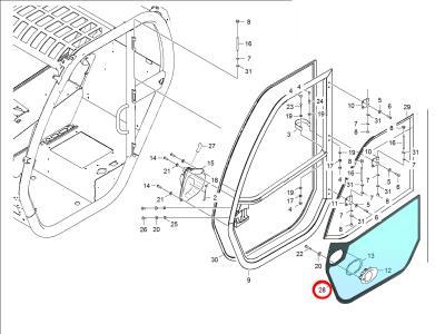 Стекло двери, нижнее BOBCAT T40140, T40180 телескоп. погрузчик  иллюстрация из каталога