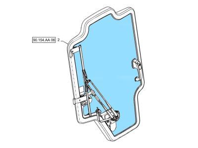 Лобовое стекло двери CASE SR250, SR270  схема установки навесных элементов