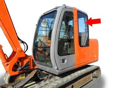 Левое заднее стекло кабины (за дверью) HITACHI ZX 70, ZX 75 на технике 