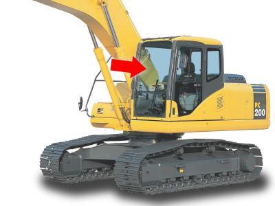 Верхнее лобовое стекло KOMATSU PC200-7, PC220-7, PC270-7 на технике 