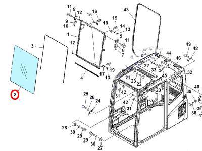 Верхнее лобовое стекло KOMATSU PC130-7, PC160-7  иллюстрация из каталога