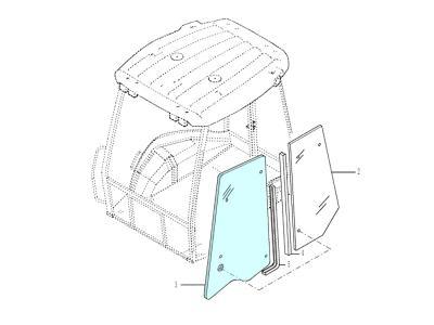 Стекло двери, верхнее, правое, левое CASE 580ST, 580T  иллюстрация из каталога