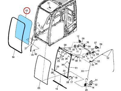 лобовое стекло верхнее HITACHI ZX800, ZX850  иллюстрация из каталога