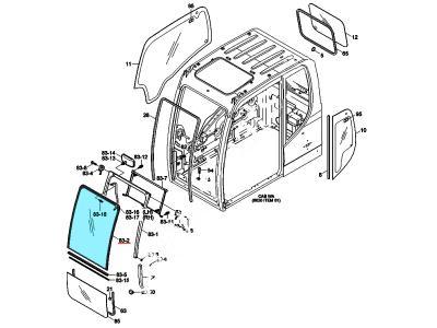 лобовое стекло, верхнее HYUNDAI R140LC-9, R160LC-9, R180LC-9  иллюстрация из каталога