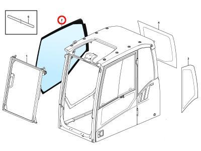 Правое боковое стекло кабины VOLVO EW140E, EW160E, EW180E  иллюстрация из каталога