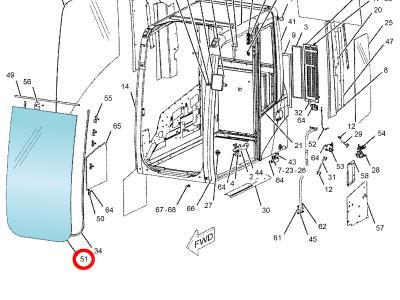 Лобовое стекло CATERPILLAR (CAT) 325C, 330C, 345C (300 C SERIES)  иллюстрация из каталога