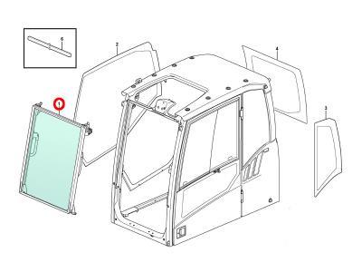 лобовое стекло, верхнее VOLVO EW140E, EW160E, EW180E  иллюстрация из каталога