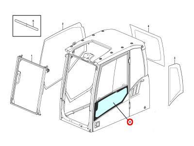 Стекло двери, нижнее VOLVO EW140E, EW160E, EW180E  иллюстрация из каталога