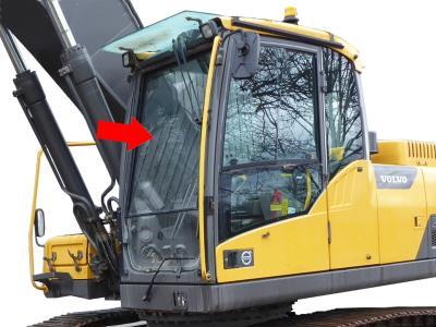 лобовое стекло, верхнее VOLVO EC210E, EC220E, EC250E на технике 